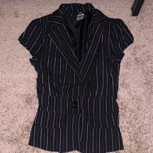 CELINE by Champion Black and White Striped Vest